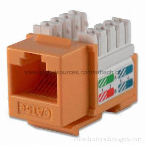 UL-approved UTP Cat.5e RJ45 Keystone Jack in Orange Color, Slim-type